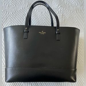 kate spade large shopper tote, black leather
